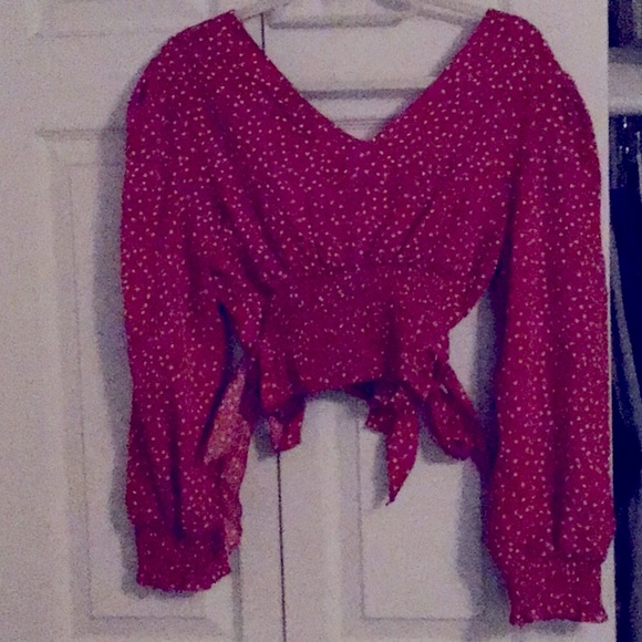 SHEIN Red & White Polka Dot Crop Top - Picture 2 of 5